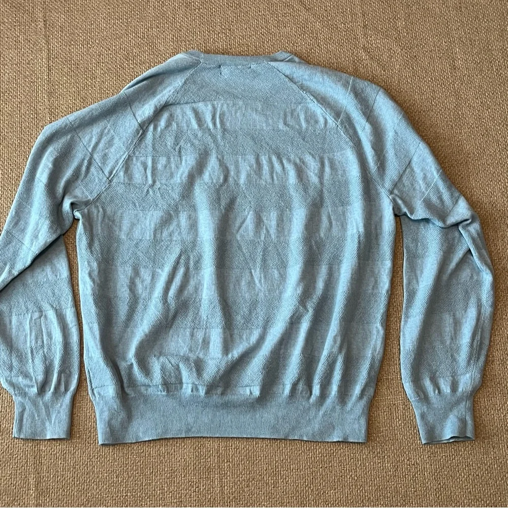 Brooks Brothers Sweater Cashmere Blend Men’s XL Light Blue Stripe Crew Neck